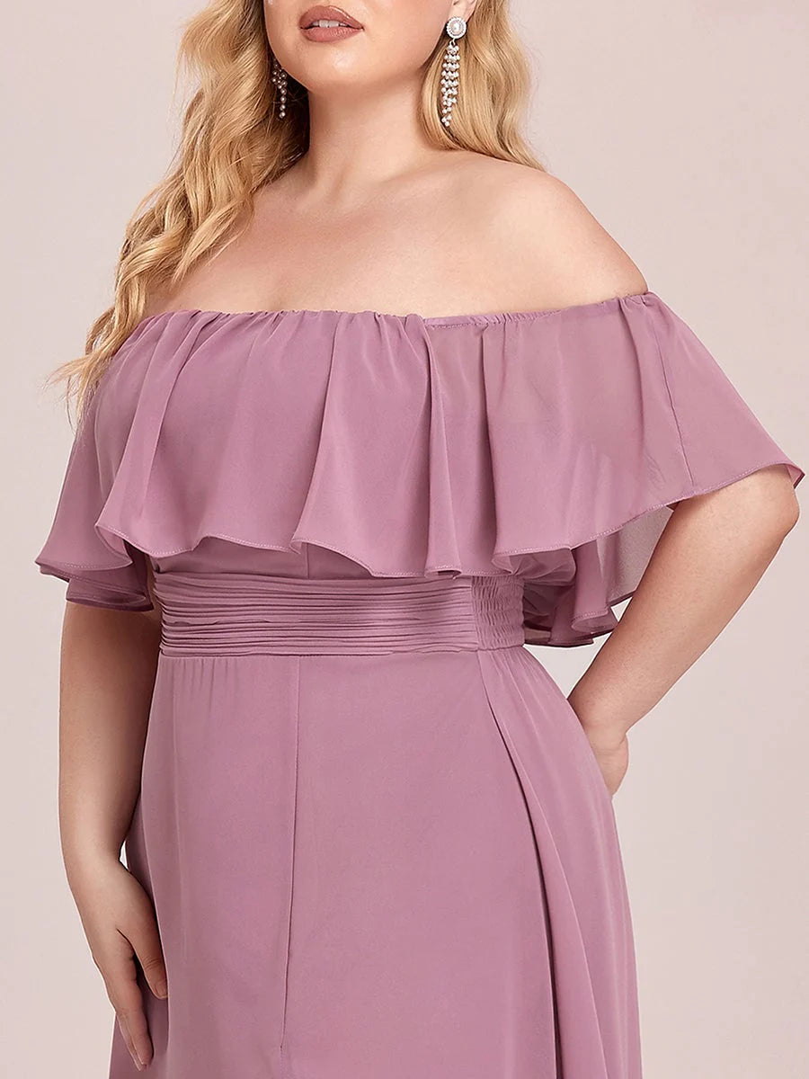 Women's Plus Size Ruffle Thigh Split Wholesale Bridesmaid Dresses