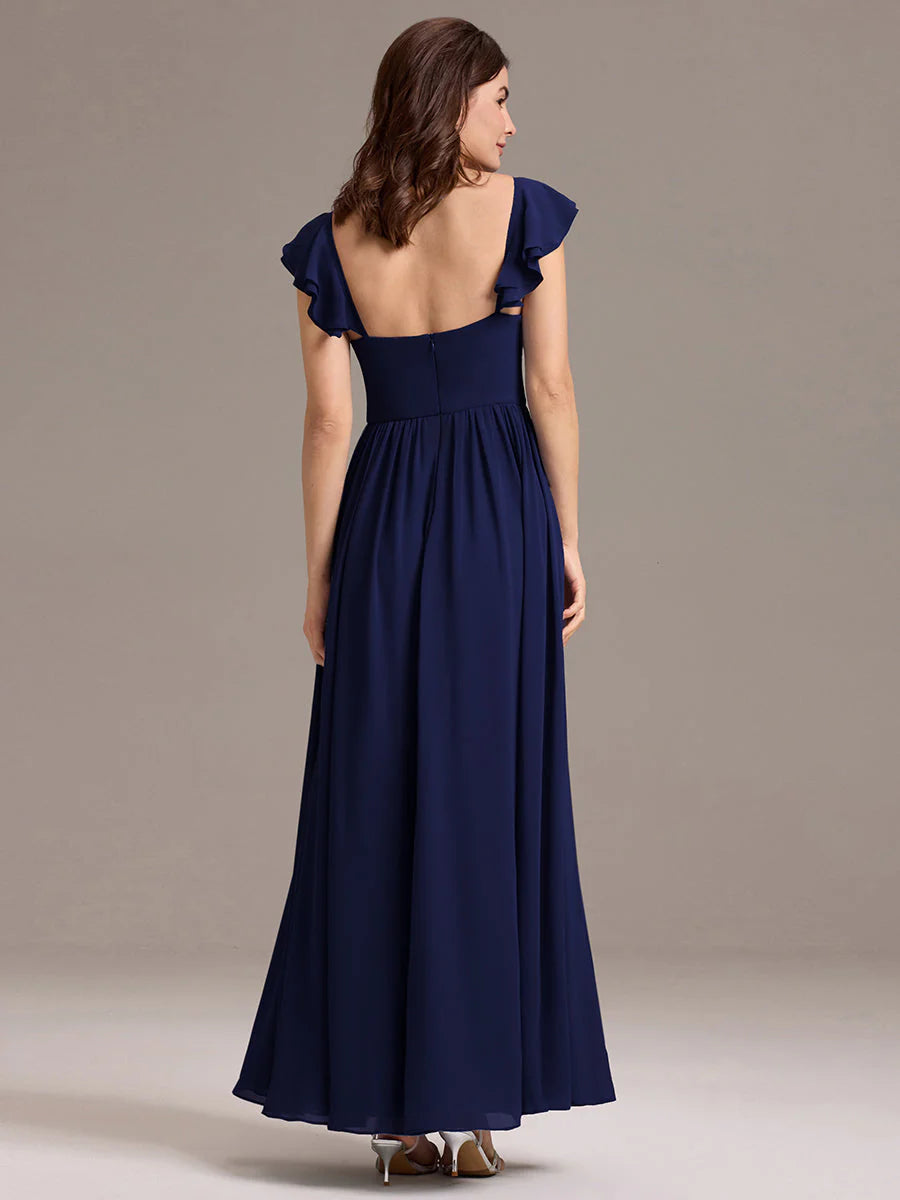 Custom Made Sleeveless One Shoulder Pleated A-Line Floor Length Bridesmaid Dresses
