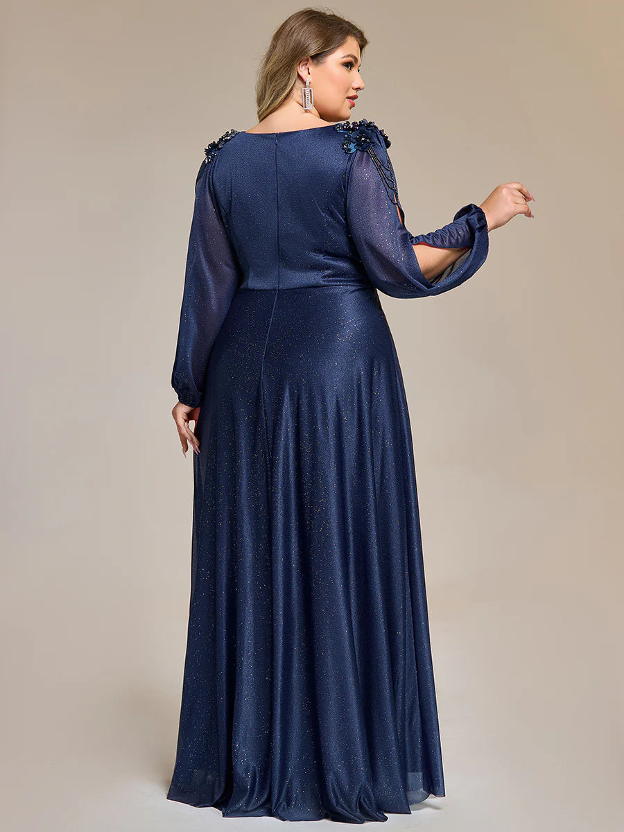 Wholesale Bulk order Split Evening Chiffon Dress with Bead or hot drill decoration