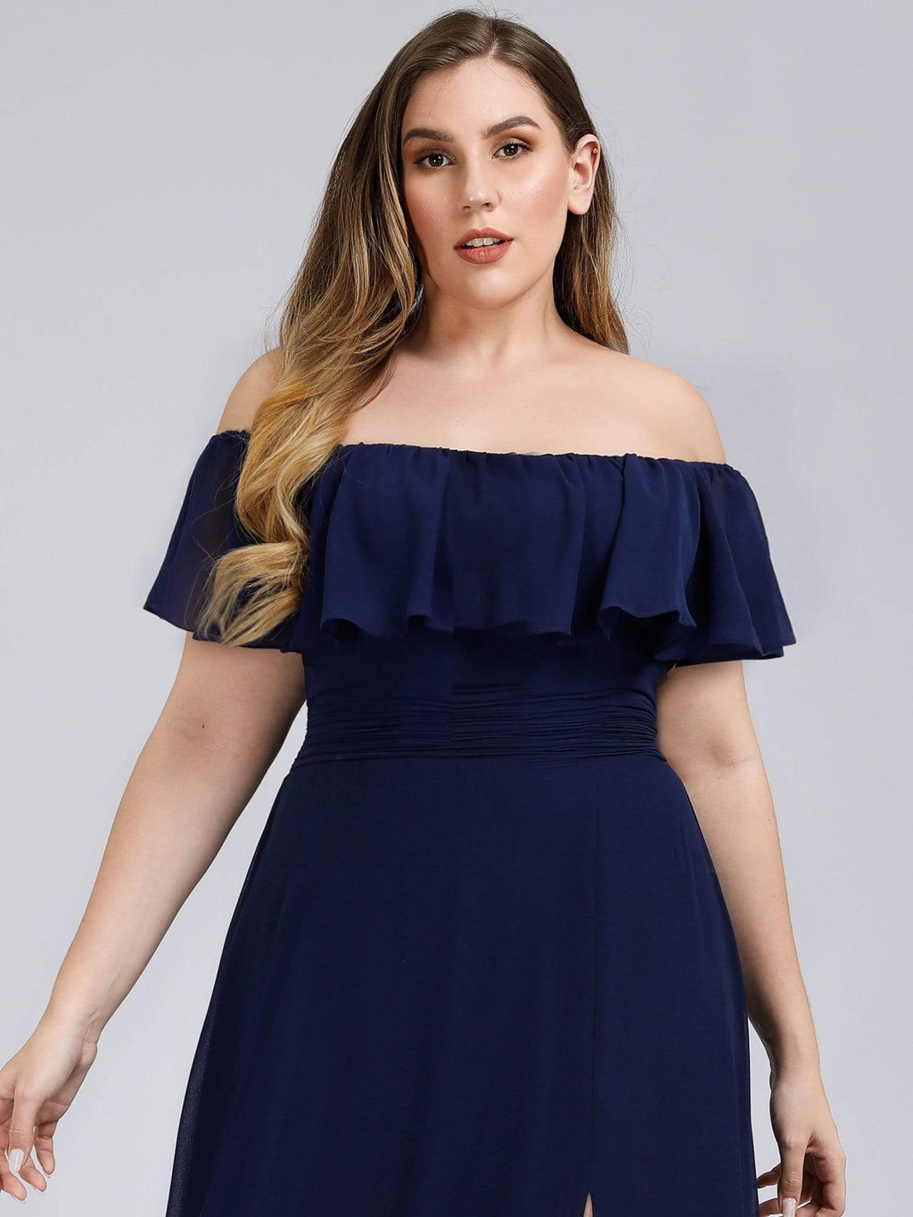 Women's Plus Size Ruffle Thigh Split Wholesale Bridesmaid Dresses