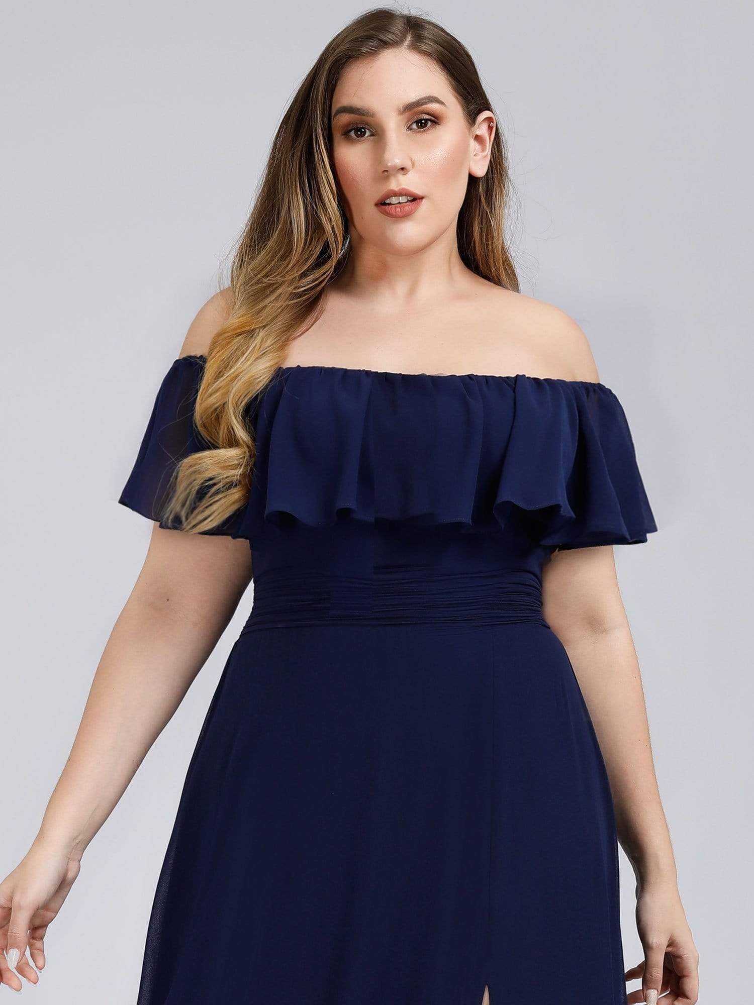 Women's Plus Size Ruffle Thigh Split Wholesale Bridesmaid Dresses