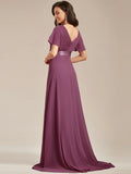 Glamorous Pretty Double V-Neck Ruffles Padded Wholesale Evening Dresses