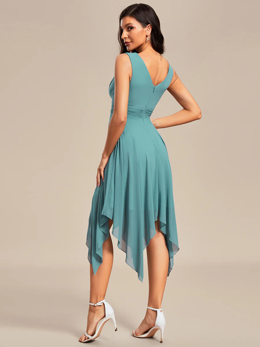 Pretty Wholesale Knee Length Chiffon Bridesmaid Dress with Irregular Hem