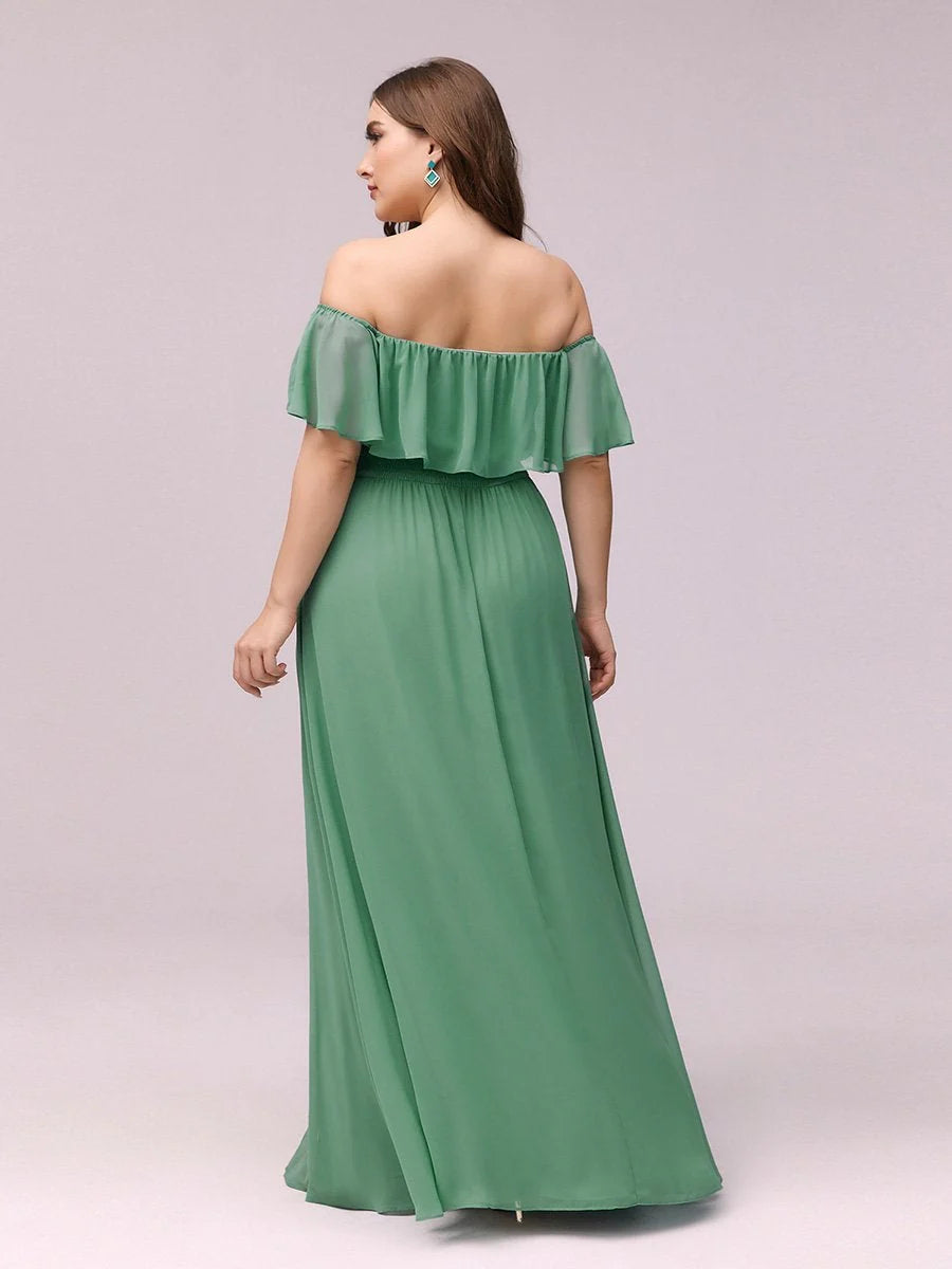 Women's Plus Size Ruffle Thigh Split Wholesale Bridesmaid Dresses