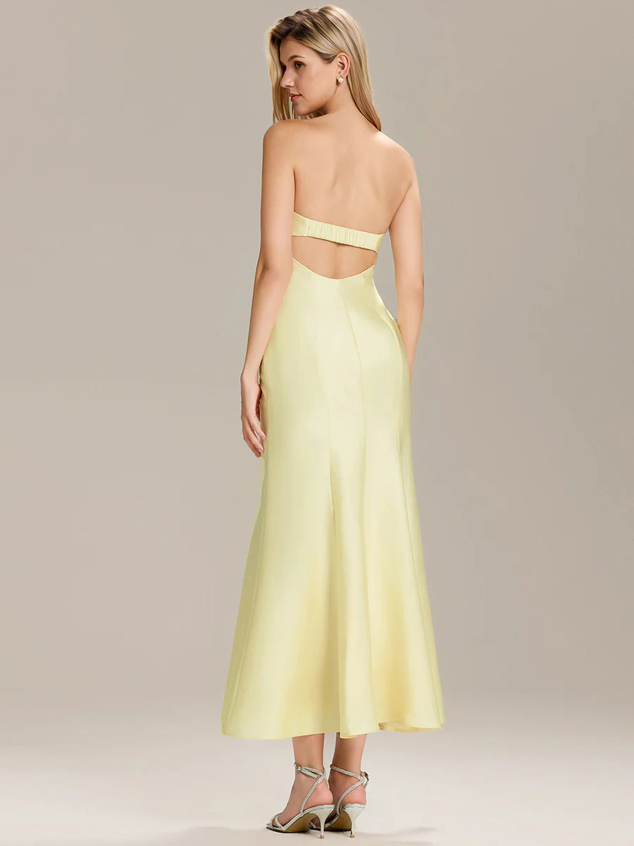 Strapless Fishtail High Stretch Maxi Wedding Guest Dress
