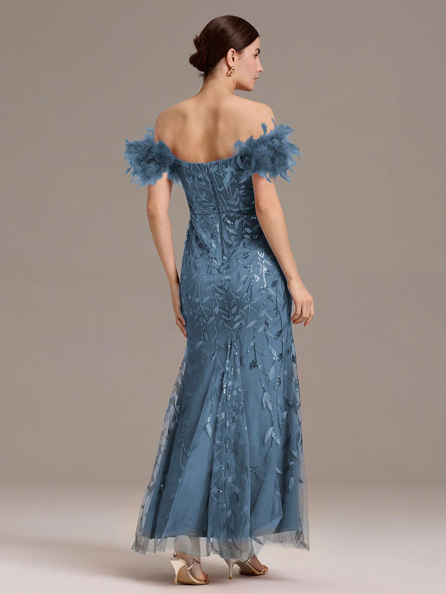 Custom Made Strapless Floor Length Mermaid Dress with Slit & Square Neck Evening Dresses