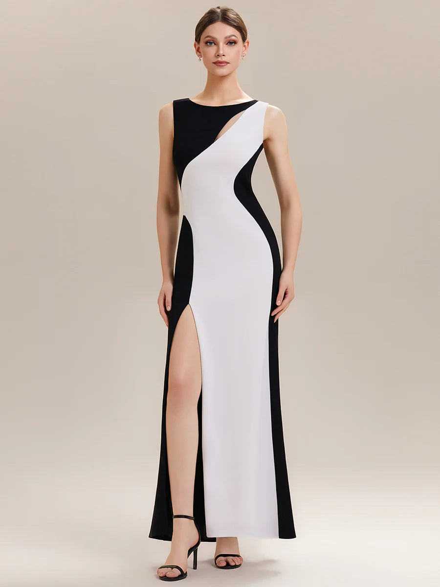 Commercial Wholesale Strapless High Stretch Bodycon Round Neck Maxi Wedding Guest Dress