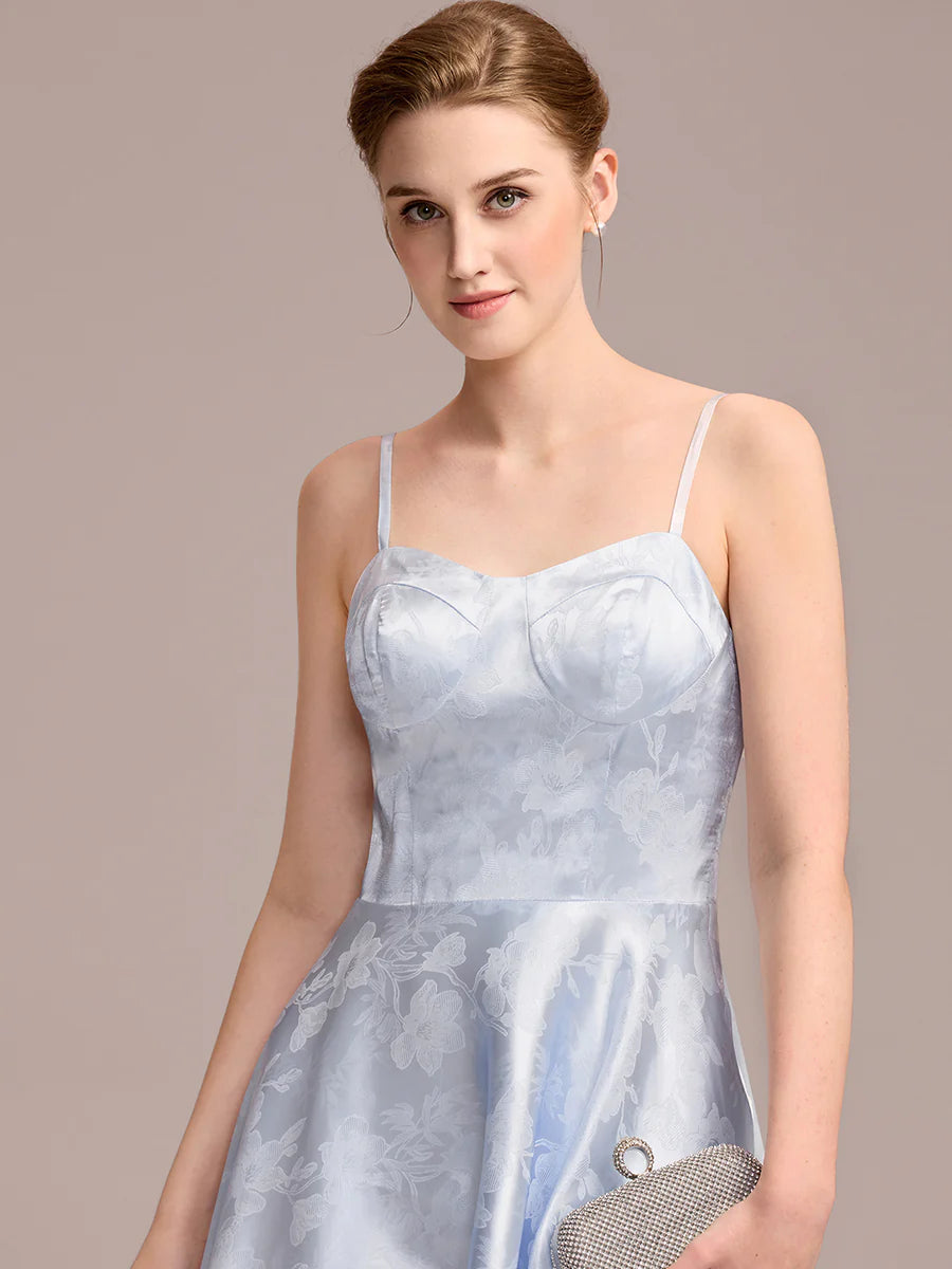 Sleeveless Sweetheart Neck Embroidered A-Line Midi Wedding Guest Dresses