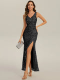 Wholesale Strapless Deep V-Neck Fishtail Maxi Dress with High Stretch Evening Dresses