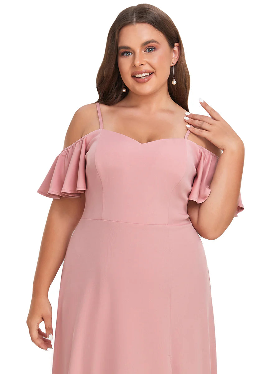 Plus Off Shoulder Floor Length A Line Sleeveless Wholesale Knitted Evening Dresses