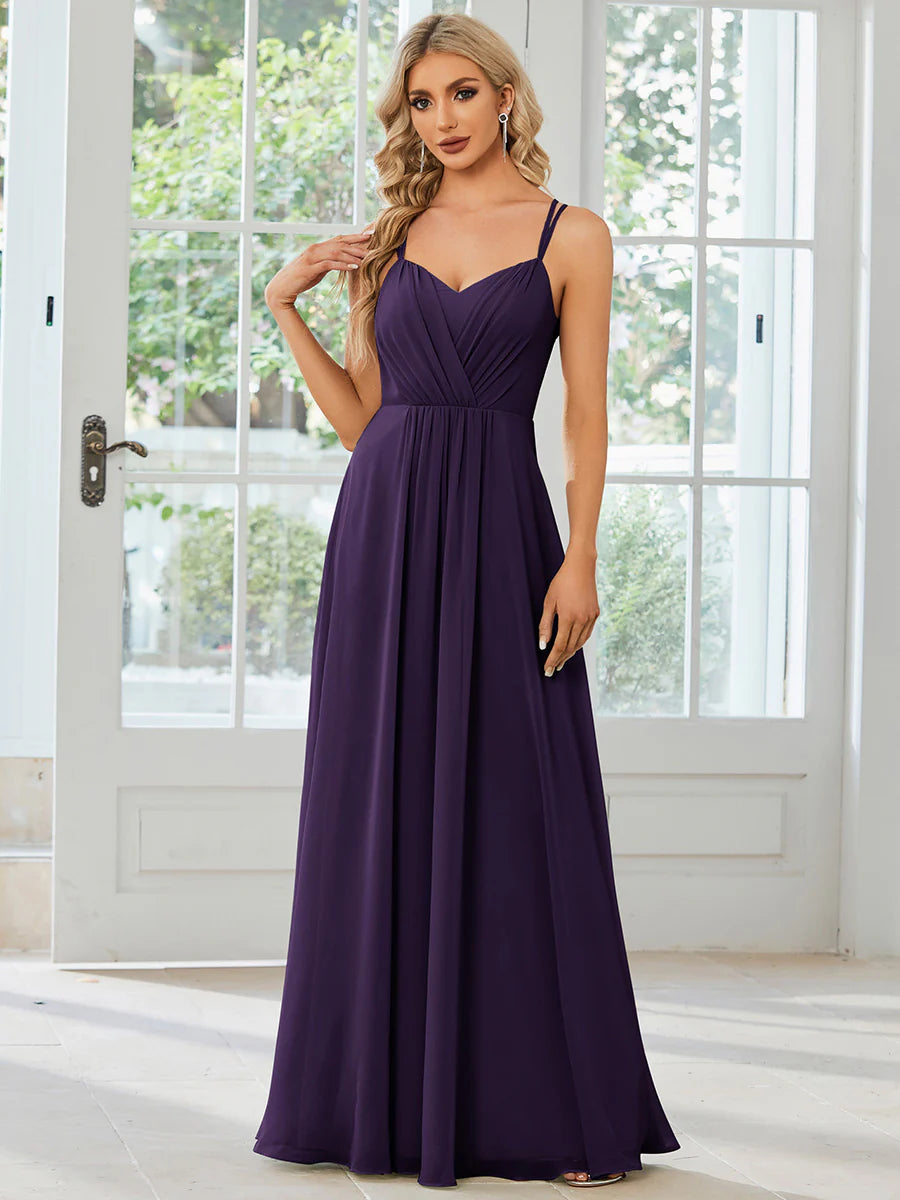 Lace V Back Chiffon Wholesale Bridesmaid Dresses