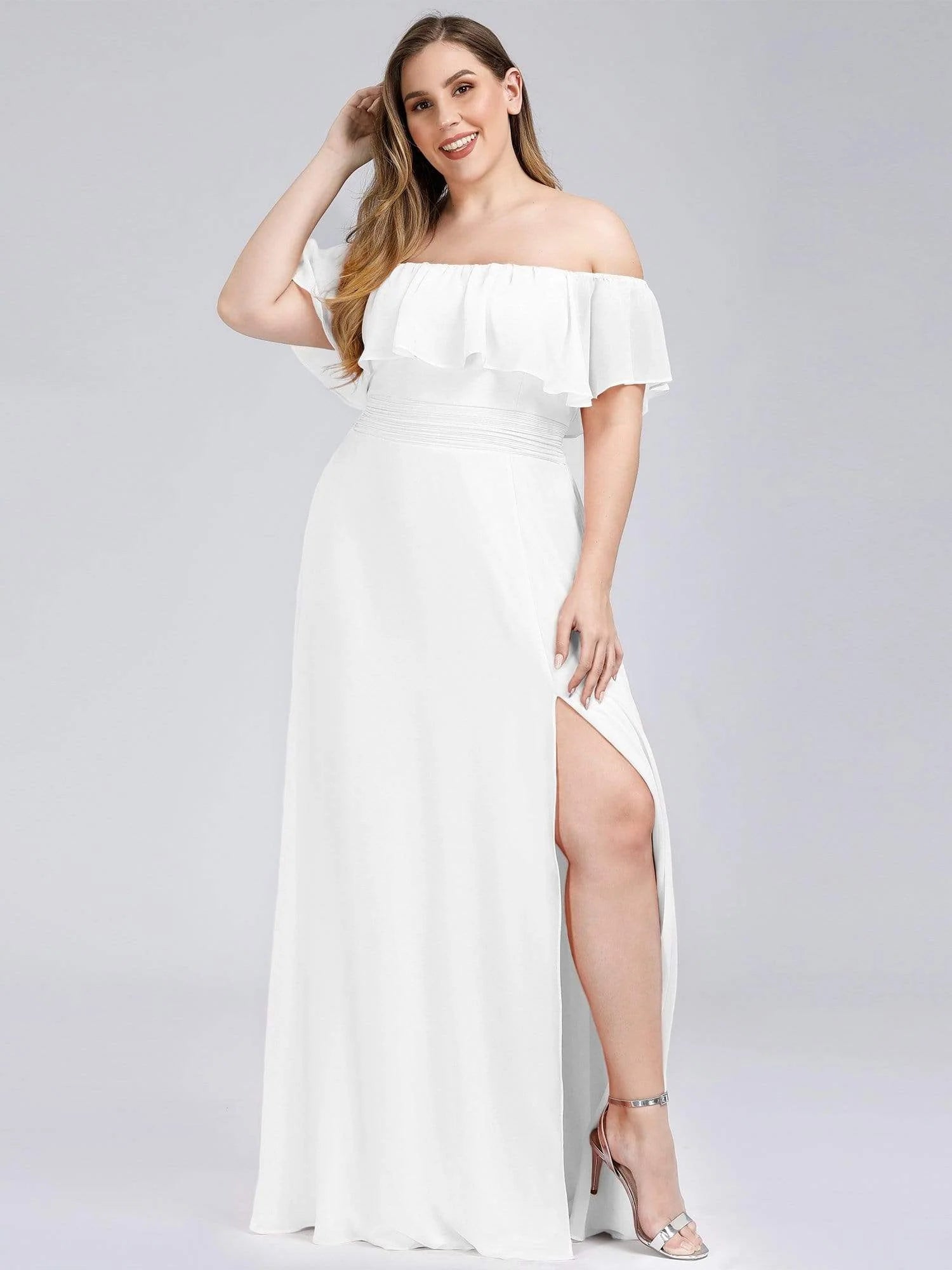 Women's Plus Size Ruffle Thigh Split Wholesale Bridesmaid Dresses