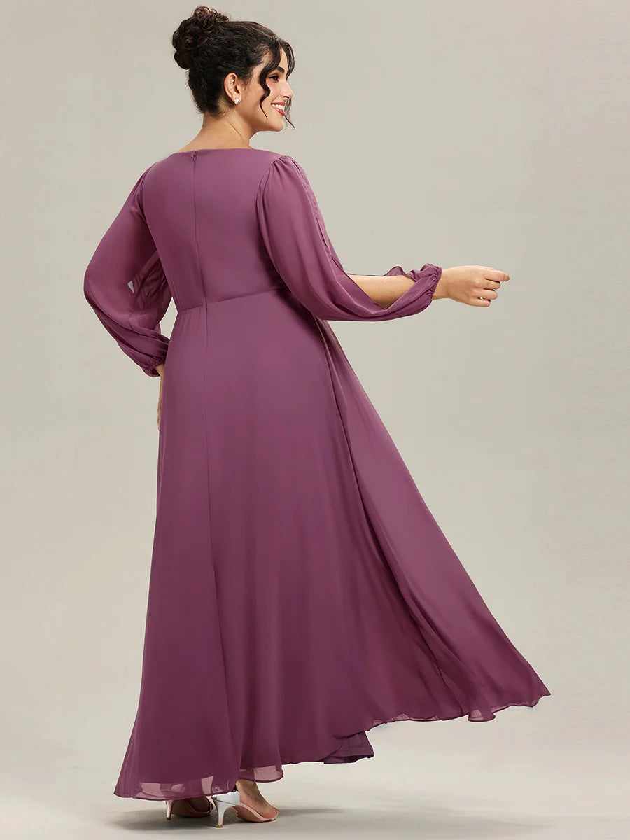 Floor Length Long Lantern Sleeves Wholesale Formal Dresses