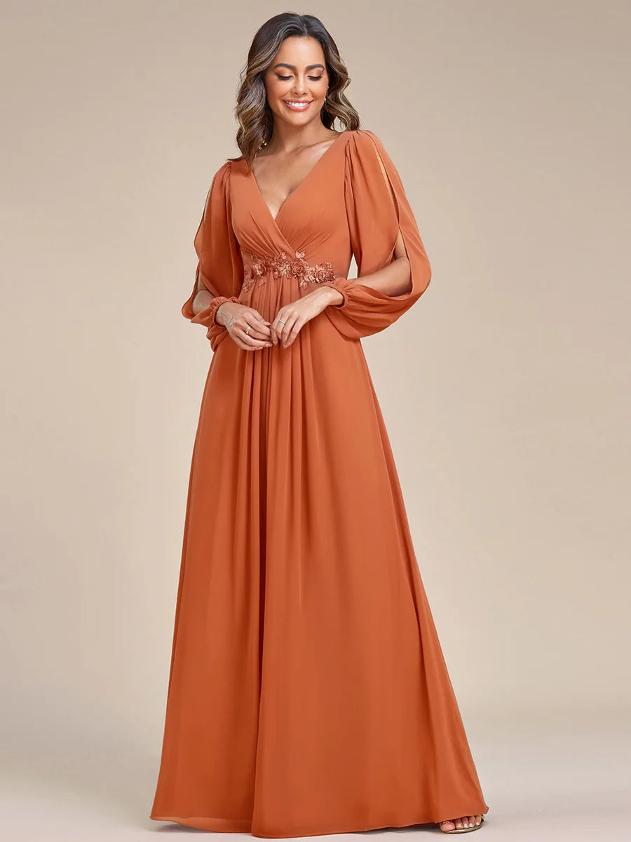 Floor Length Long Lantern Sleeves Wholesale Formal Dresses