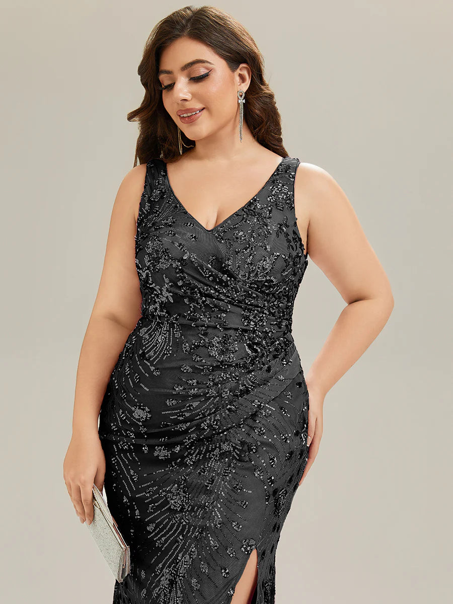 Wholesale Strapless Deep V-Neck Fishtail Maxi Dress with High Stretch Evening Dresses