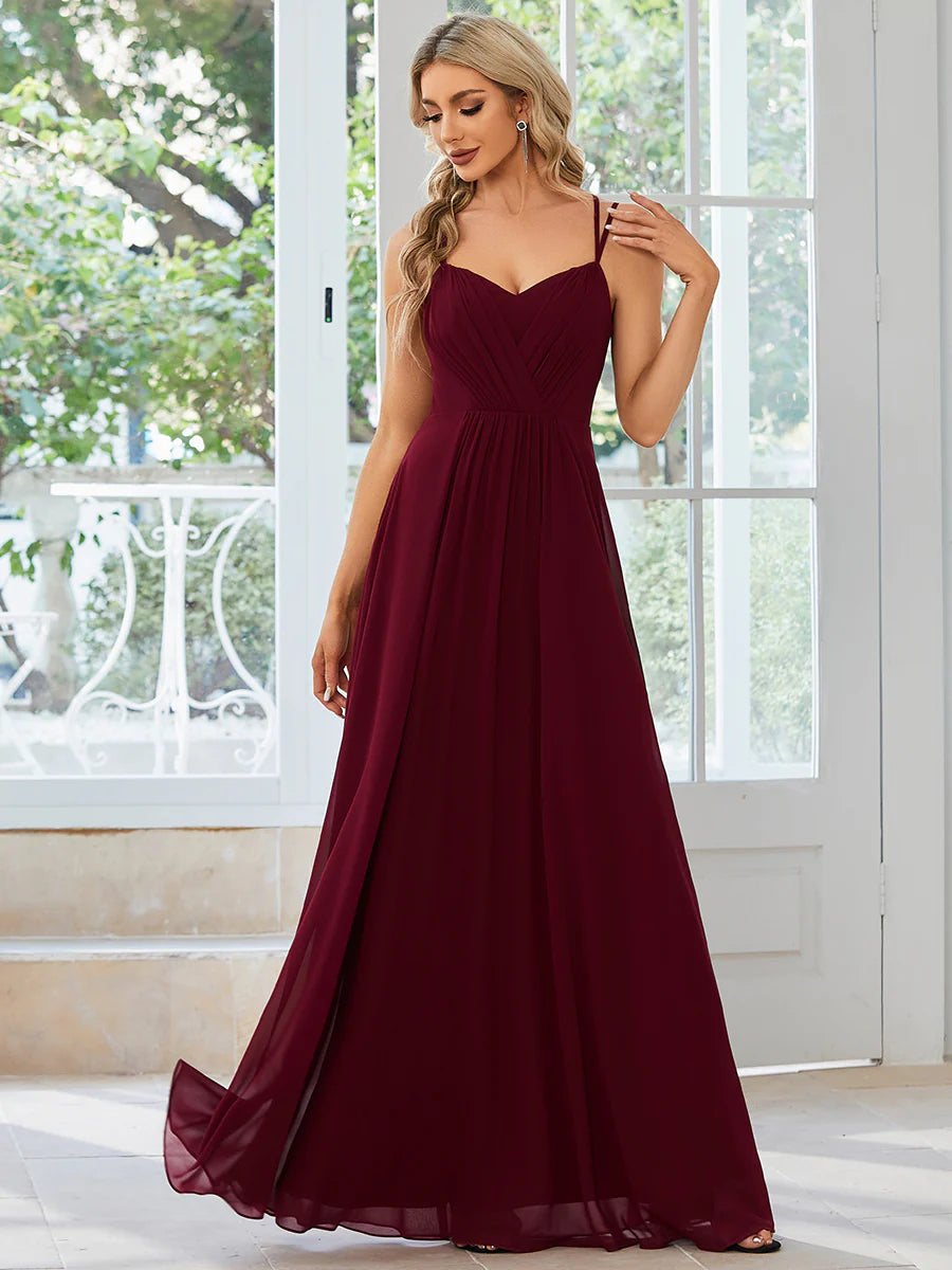 Lace V Back Chiffon Wholesale Bridesmaid Dresses