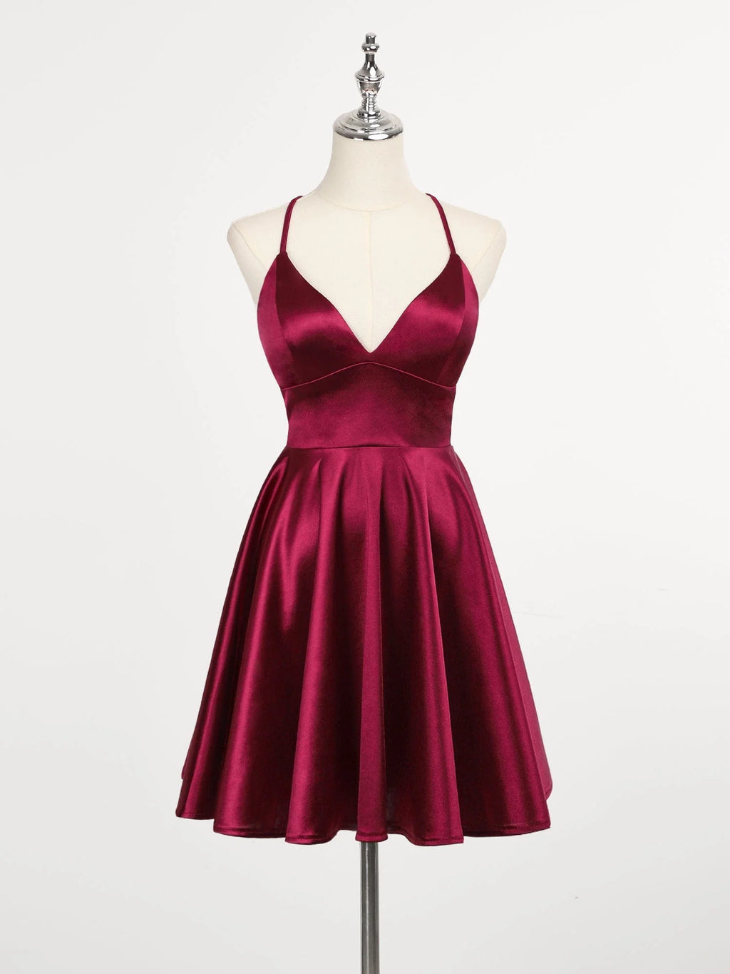 A-Line Spaghetti Straps Back Lace-Up Homecoming Dress