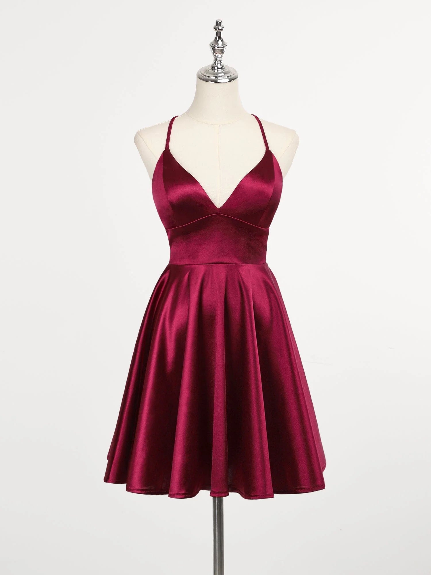 A-Line Spaghetti Straps Back Lace-Up Homecoming Dress