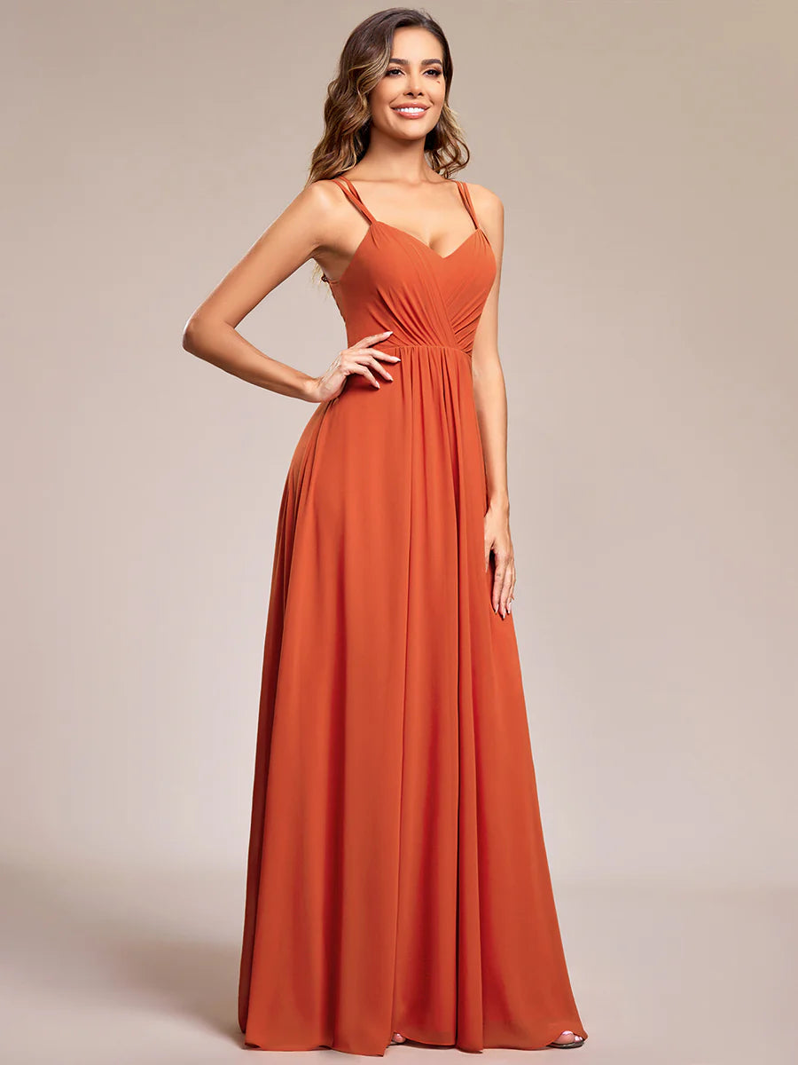 Lace V Back Chiffon Wholesale Bridesmaid Dresses