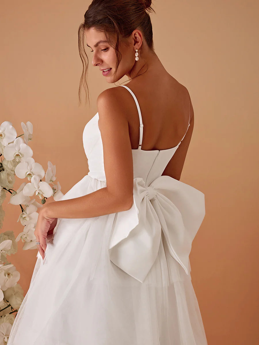 Romantic Tulle Layered Wedding Spaghetti Straps Dresses