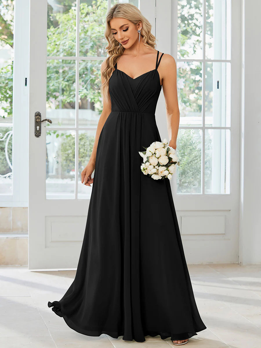 Lace V Back Chiffon Wholesale Bridesmaid Dresses