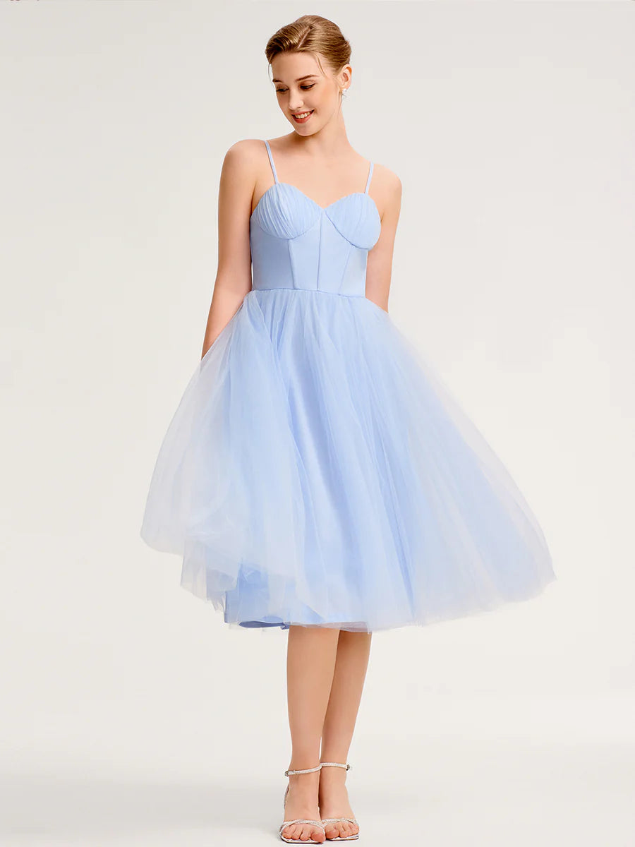 Sleeveless Sweetheart Neck Backless Pleated A-Line Midi Bridesmaid Dresses