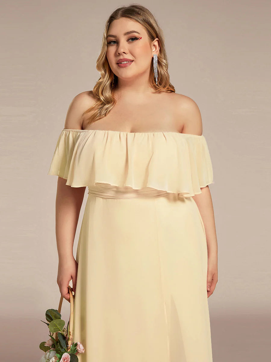 Women's Plus Size Ruffle Thigh Split Wholesale Bridesmaid Dresses