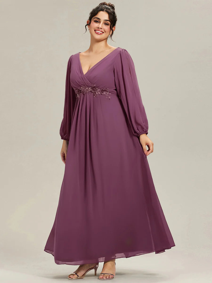 Floor Length Long Lantern Sleeves Wholesale Formal Dresses