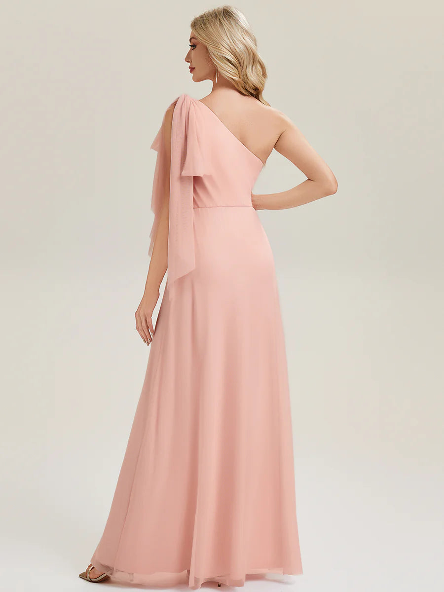 Bulk Order Sleeveless Asymmetrical A-Line High Stretch Floor Length Bridesmaid Dresses