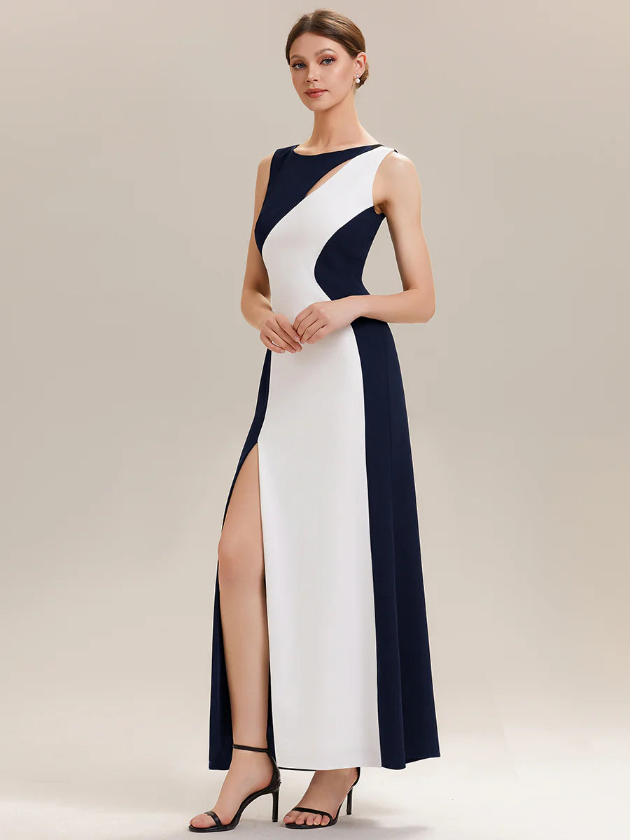 Commercial Wholesale Strapless High Stretch Bodycon Round Neck Maxi Wedding Guest Dress