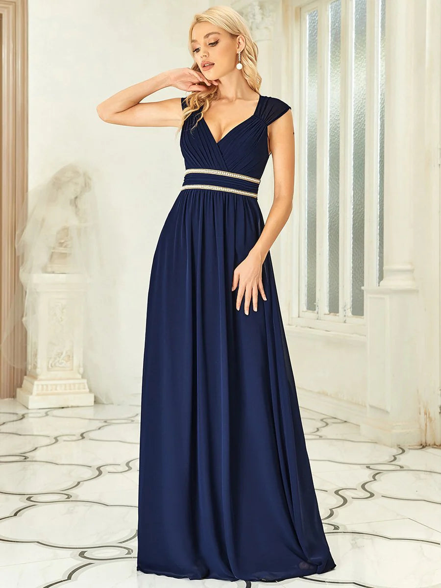 Sleeveless Floor Length V Neck Wholesale Bridesmaid dresses