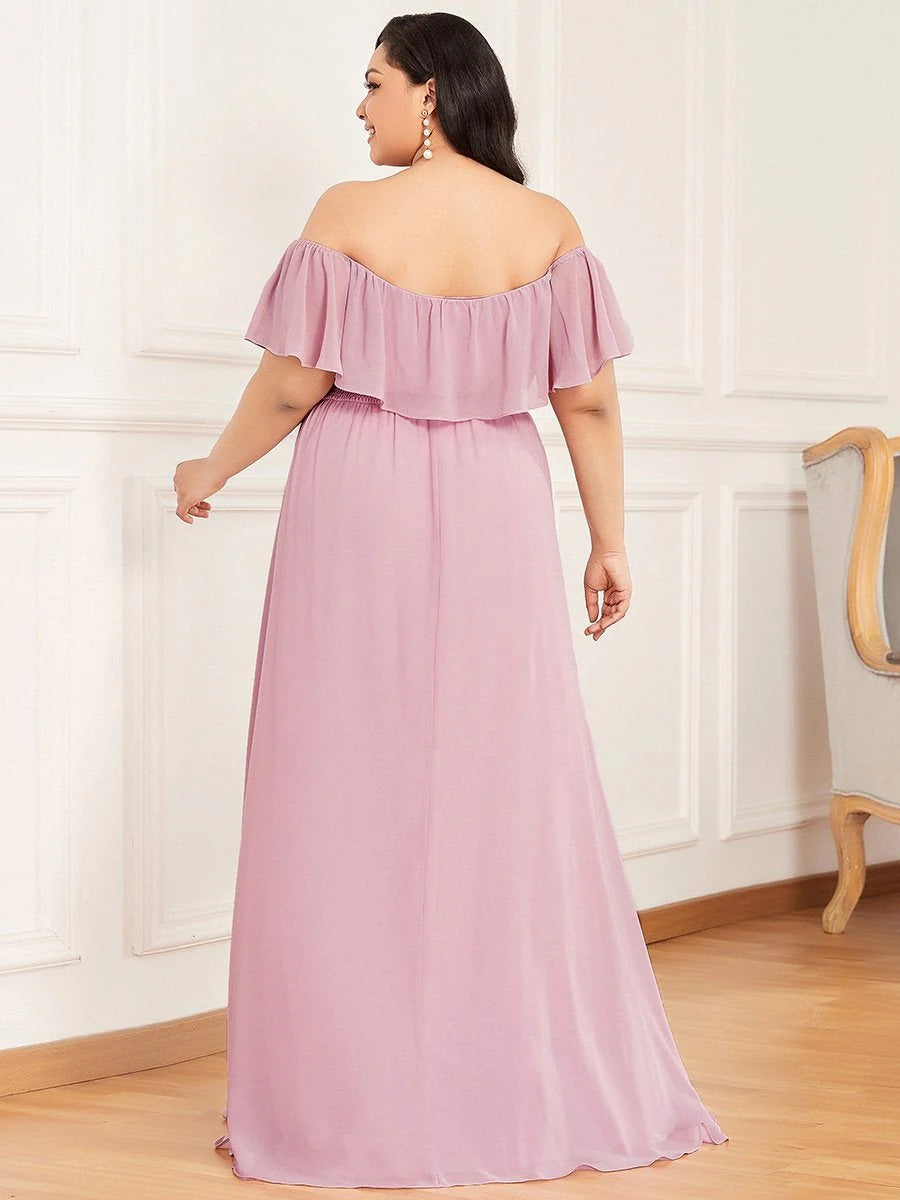 Women's Plus Size Ruffle Thigh Split Wholesale Bridesmaid Dresses