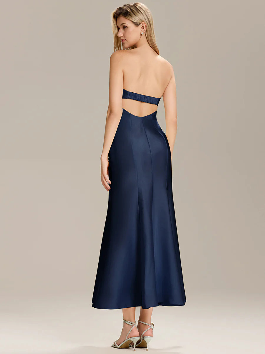Strapless Fishtail High Stretch Maxi Wedding Guest Dress