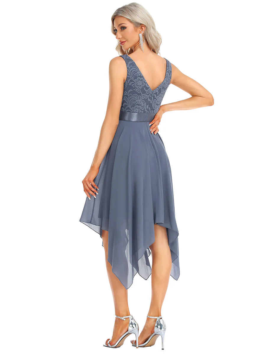 Bestsellers V Neck Lace Chiffon Homecoming Prom Dresses For Wholesale