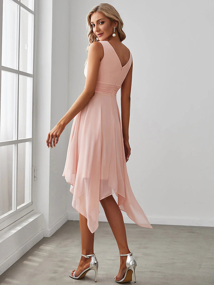 Pretty Wholesale Knee Length Chiffon Bridesmaid Dress with Irregular Hem