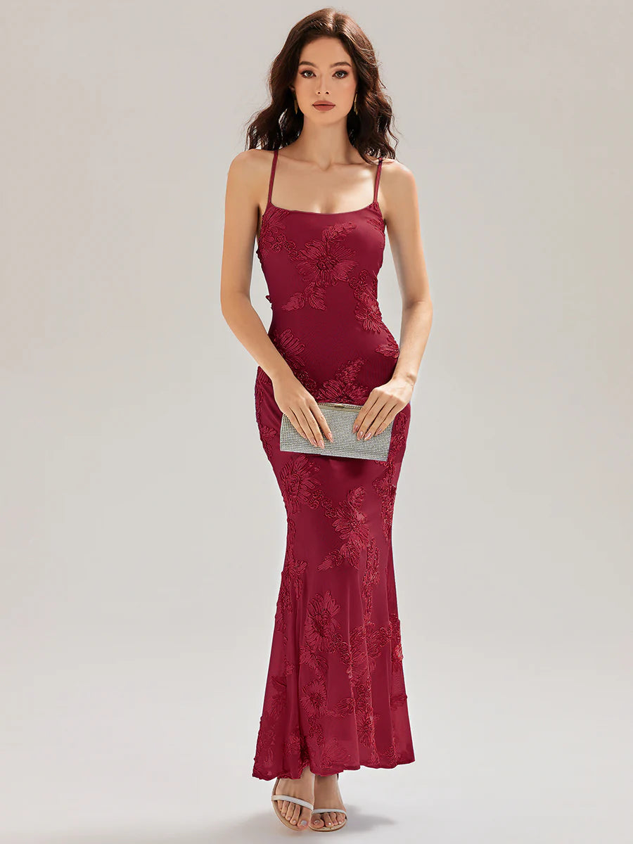 Adjustable Spaghetti Strap Backless Fishtail Maxi Evening Dresses