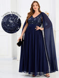Bulk Wholesale Evening Sequin Chiffon Dresse with Sequin Applique