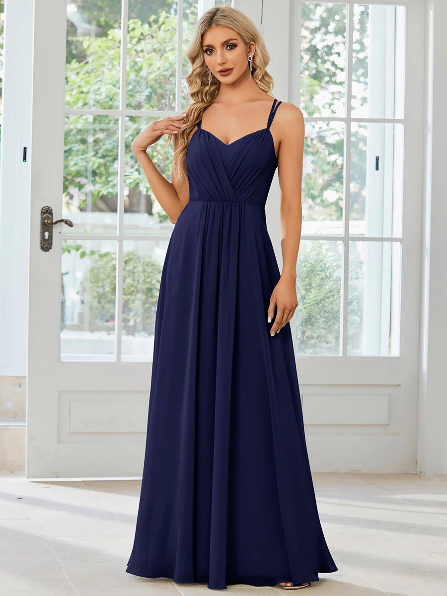 Lace V Back Chiffon Wholesale Bridesmaid Dresses