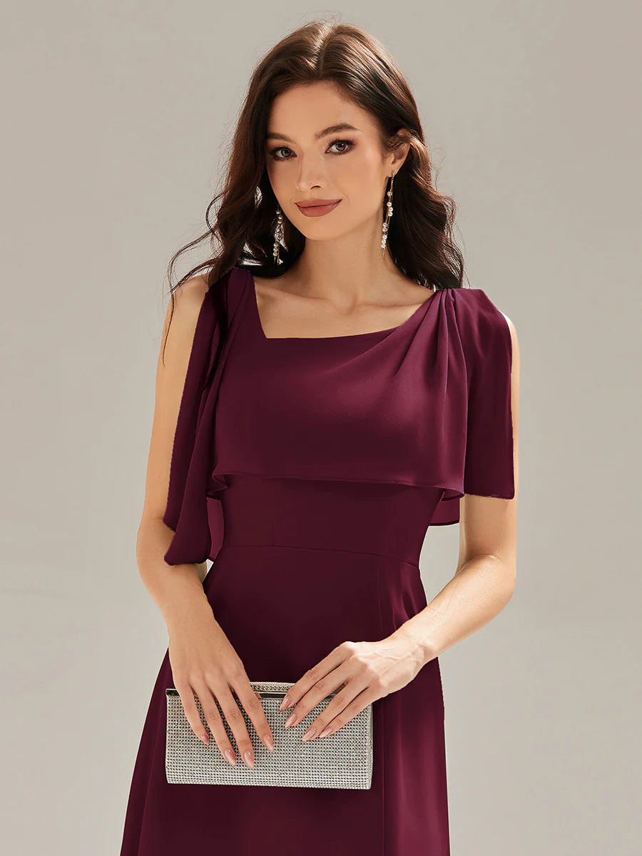 Sleeveless Halter Neck A-Line Floor Length Dress with Thigh-High Slit Bridesmaid Dresses