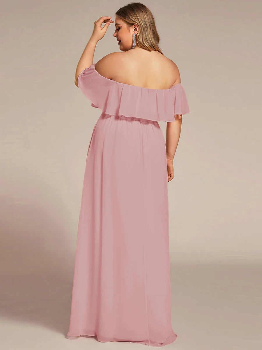 Women's Plus Size Ruffle Thigh Split Wholesale Bridesmaid Dresses