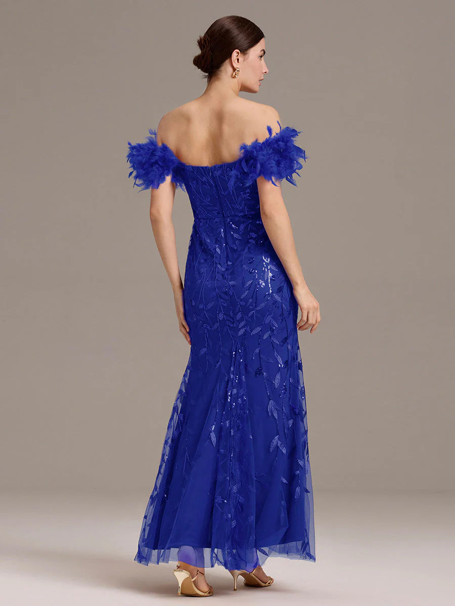 Custom Made Strapless Floor Length Mermaid Dress with Slit & Square Neck Evening Dresses