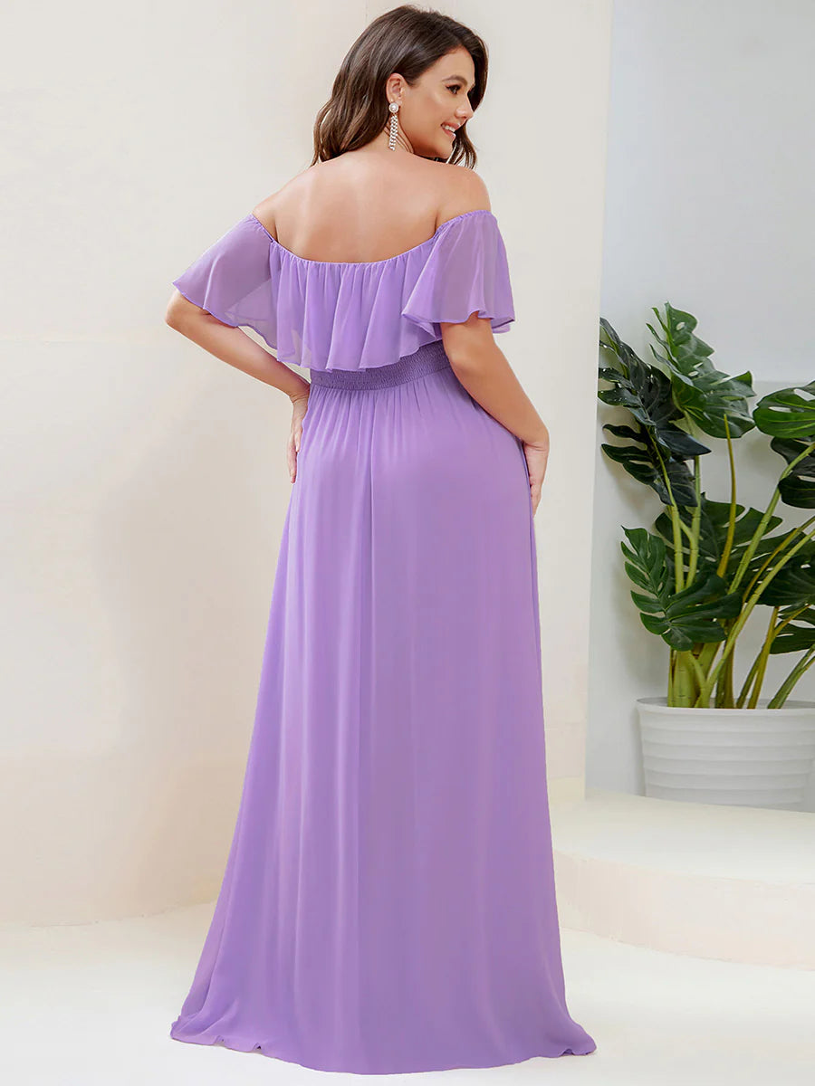 Women's Plus Size Ruffle Thigh Split Wholesale Bridesmaid Dresses