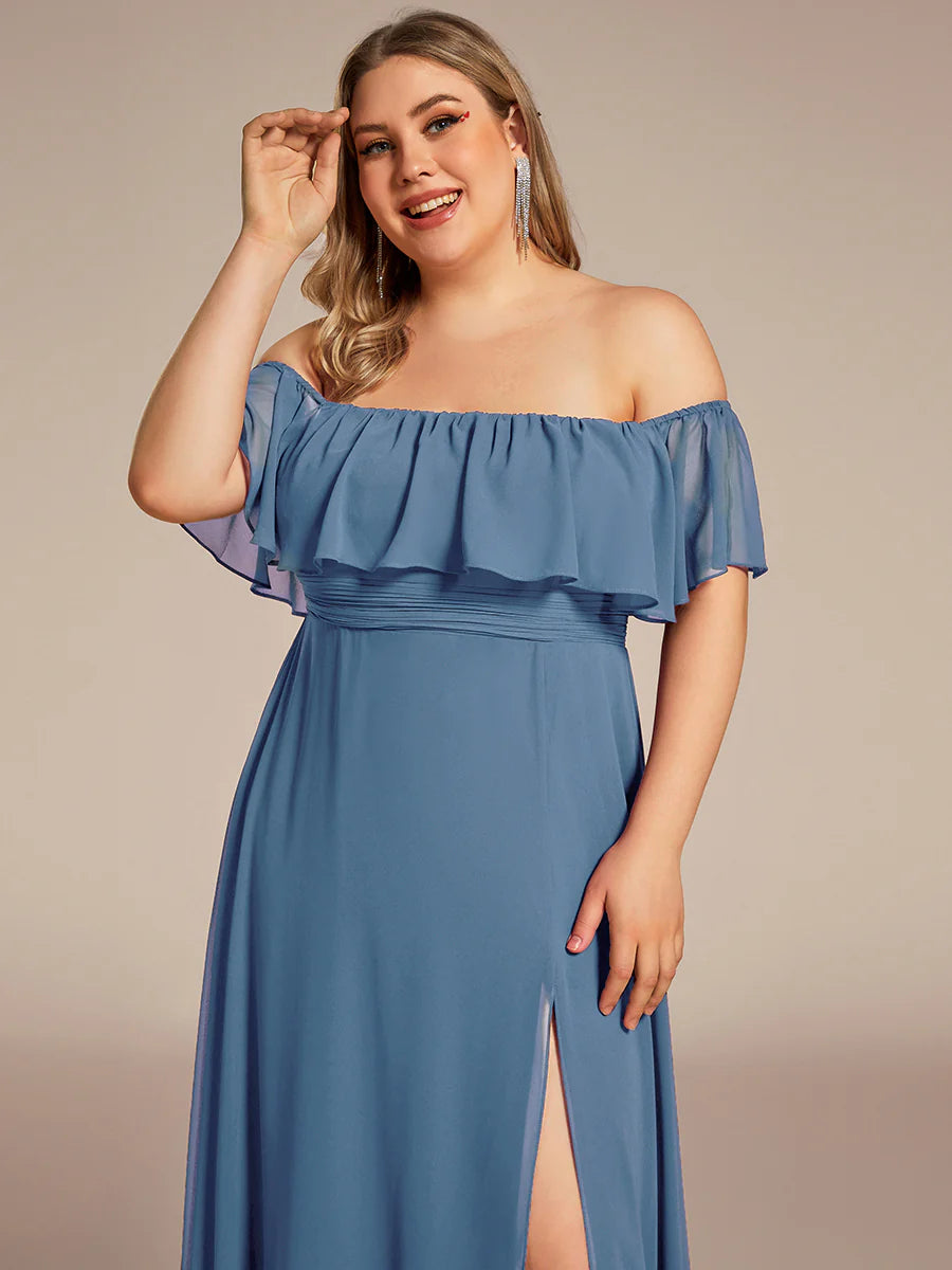 Women's Plus Size Ruffle Thigh Split Wholesale Bridesmaid Dresses