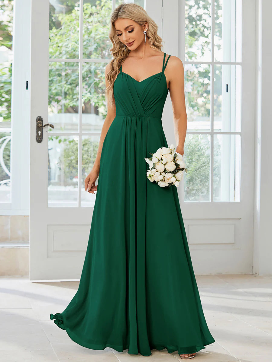 Lace V Back Chiffon Wholesale Bridesmaid Dresses