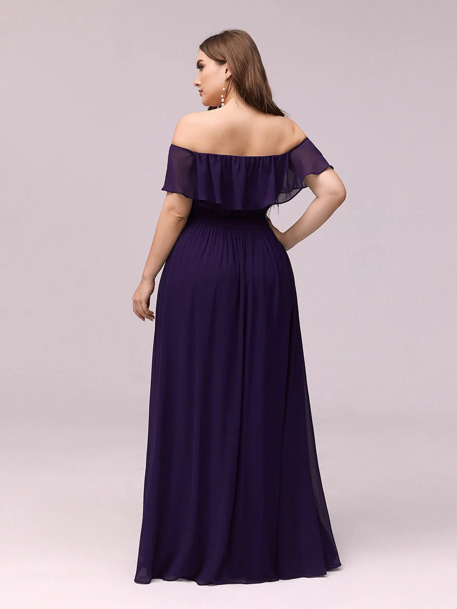 Women's Plus Size Ruffle Thigh Split Wholesale Bridesmaid Dresses