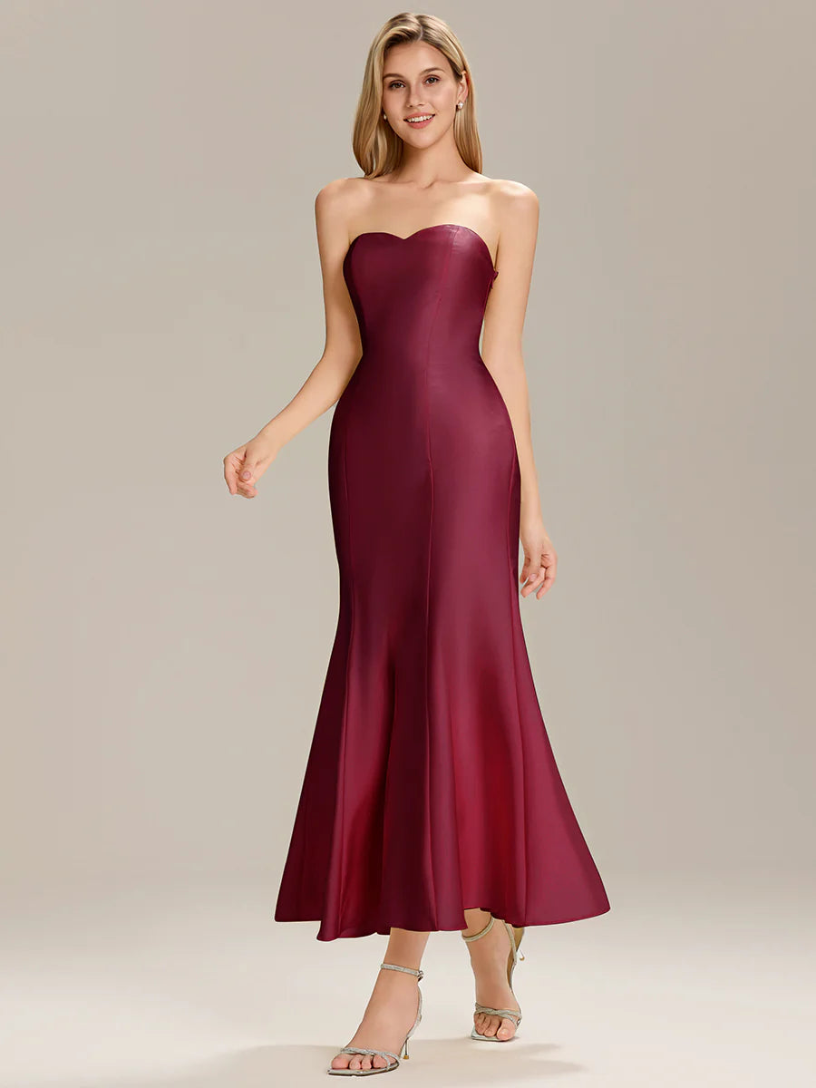 Strapless Fishtail High Stretch Maxi Wedding Guest Dress
