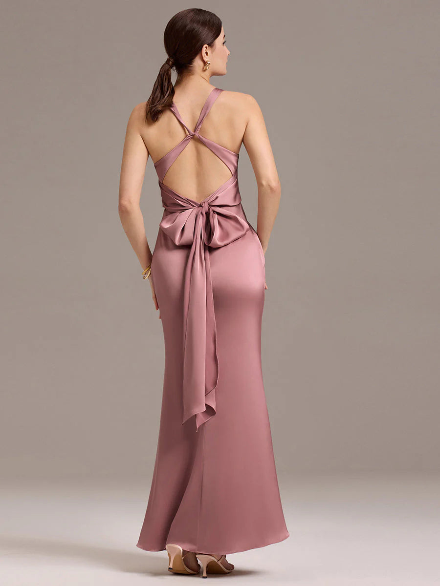 Custom Solutions Sleeveless Deep V-Neck Backless Mermaid Floor Length Bridesmaid Dresses
