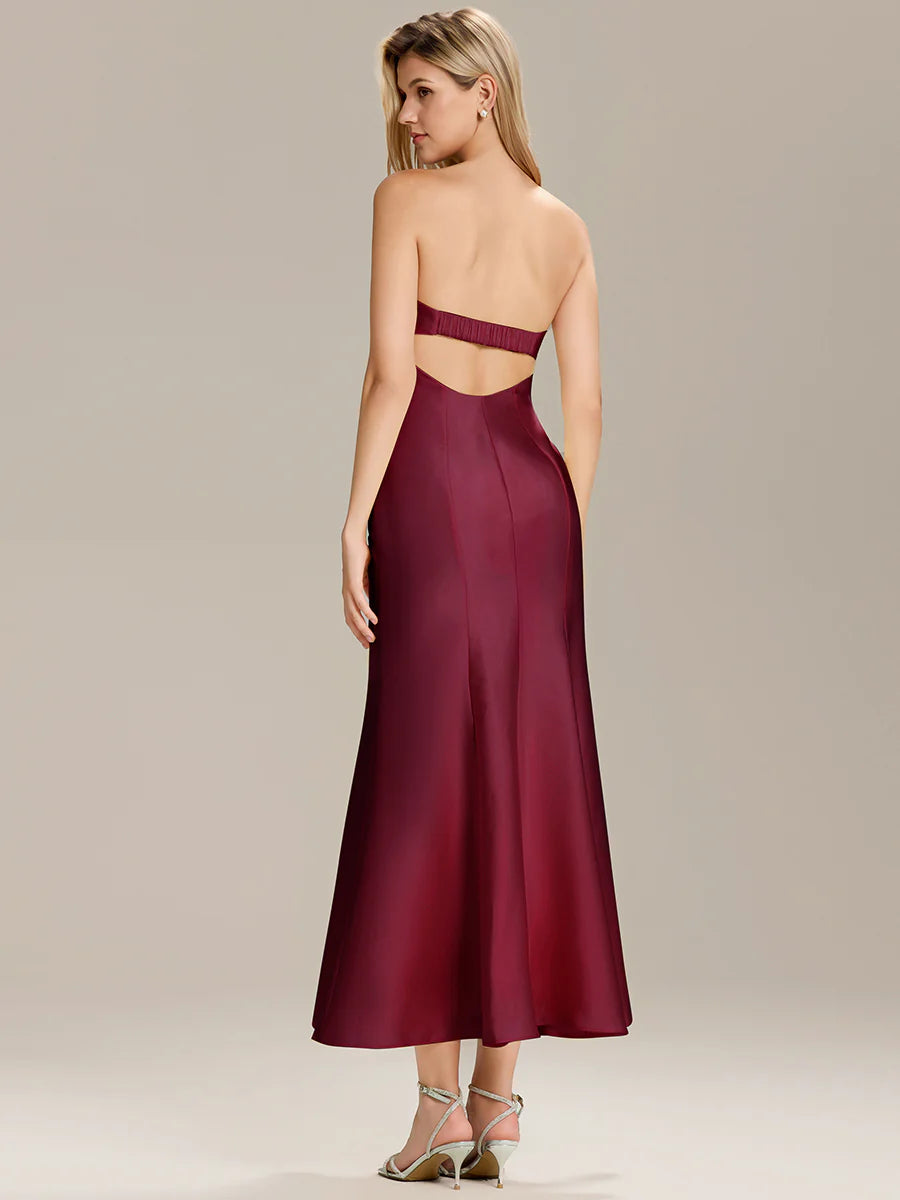 Strapless Fishtail High Stretch Maxi Wedding Guest Dress