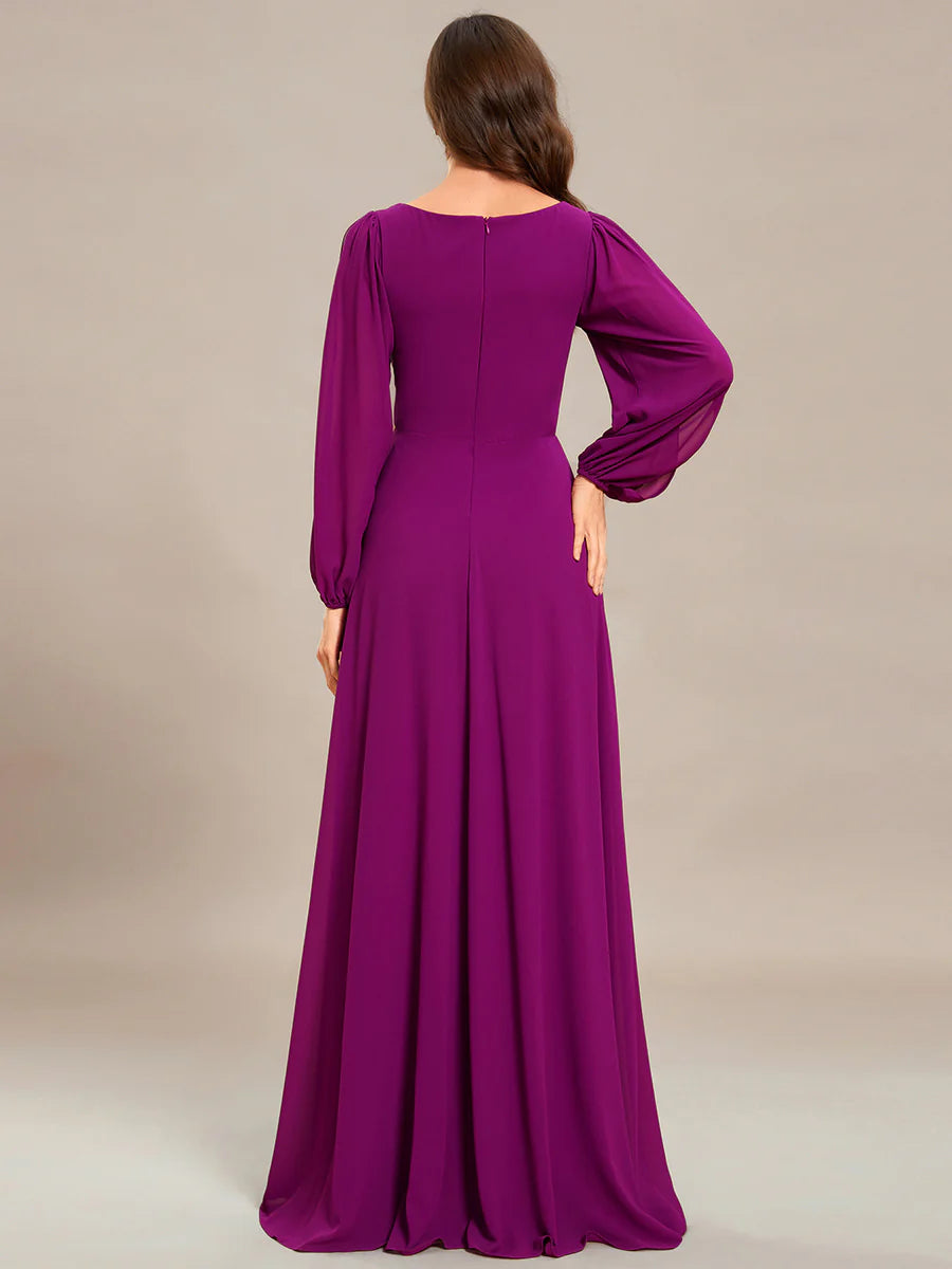 Floor Length Long Lantern Sleeves Wholesale Formal Dresses