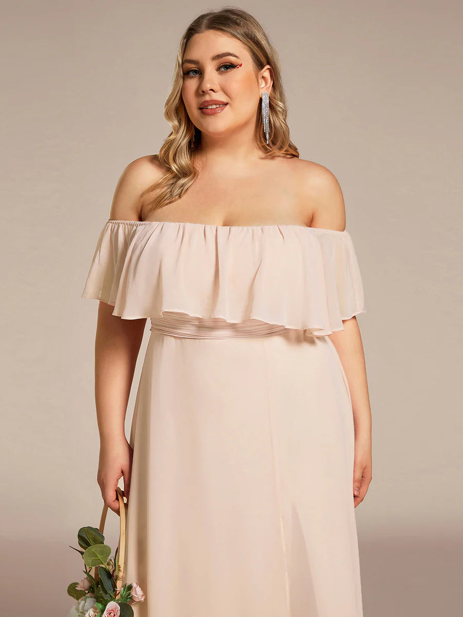 Women's Plus Size Ruffle Thigh Split Wholesale Bridesmaid Dresses
